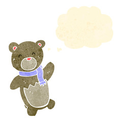 retro cartoon teddy bear with thought bubble