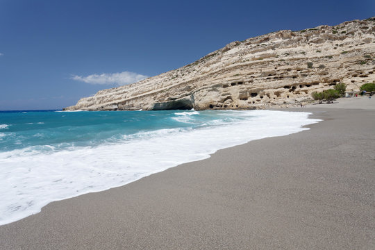 Matala Bay and Beach, Heraklion District, Crete, Greek Islands, Greece