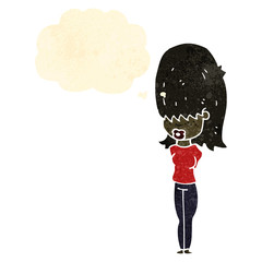 retro cartoon girl with big hair and thought bubble