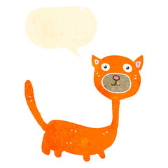 retro cartoon cat with speech bubble