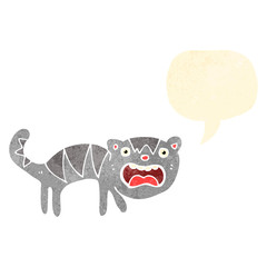 retro cartoon hissing cat