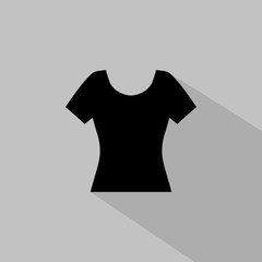Women's monochrome t-shirt icon on grey background