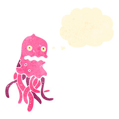 retro cartoon funny jellyfish