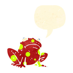 retro cartoon frog with speech bubble