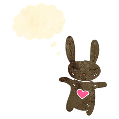retro cartoon bunny rabbit with love heart