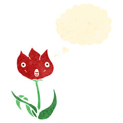 retro cartoon flower with face