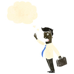 retro cartoon waving businessman