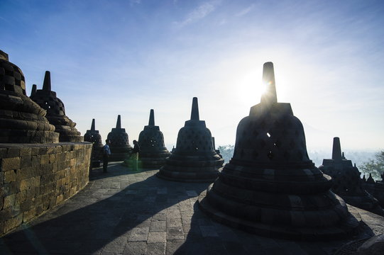 Early morning light at the temple complex of Borobodur, Java, Indonesia