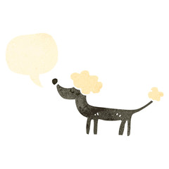 retro cartoon poodle dog with speech bubble