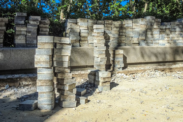 works on the sidewalk