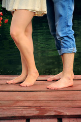 boyfriend anf girlfrien feet, standing no shoes on the pierce