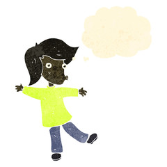 retro cartoon dancing man with thought bubble