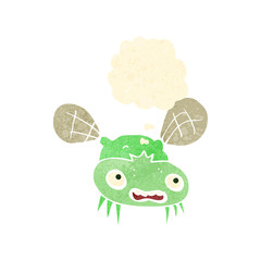 retro cartoon fly with thought bubble