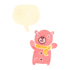 retro cartoon teddy bear with speech bubble