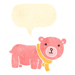 retro cartoon teddy bear with speech bubble