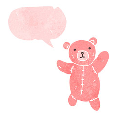 retro cartoon teddy bear with speech bubble