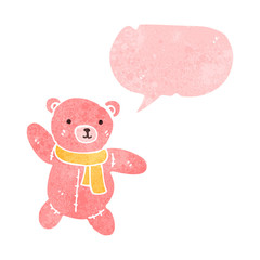 retro cartoon teddy bear with speech bubble