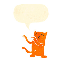 retro cartoon cat with speech bubble