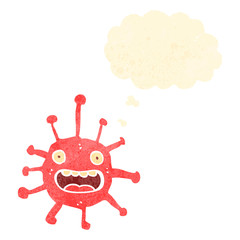 retro cartoon germ with thought bubble