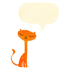 retro cartoon cat with speech bubble