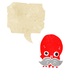 retro cartoon skull with mustache