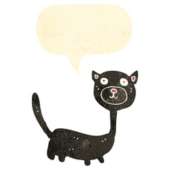 retro cartoon cat with speech bubble