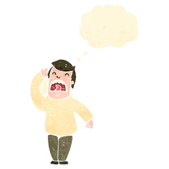 retro cartoon man listening