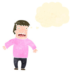 retro cartoon scared man