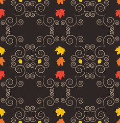 Autumn seamless pattern, ornamental wallpaper, art vector illust - 88365525