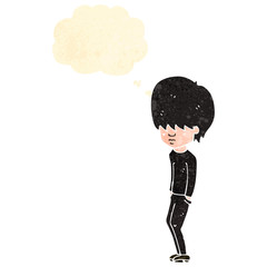 retro cartoon teenager with thought bubble