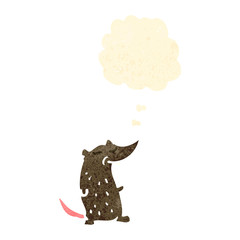 retro cartoon mouse with thought bubble