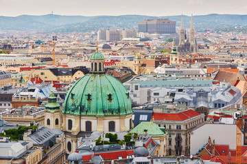 Fototapeta premium Aerial view of city center of Vienna
