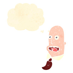 retro cartoon bald man with thought bubble