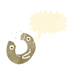 retro cartoon donut with speech bubble