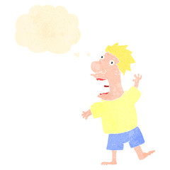 retro cartoon terrified man