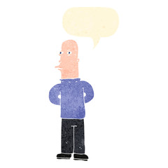retro cartoon suspicious man