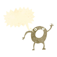 retro cartoon donut with speech bubble