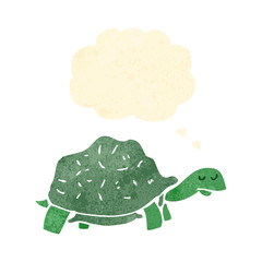 retro cartoon tortoise with thought bubble