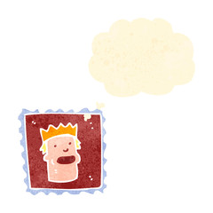 retro cartoon stamp with thought bubble