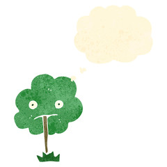 retro cartoon tree with face