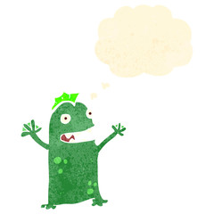 retro cartoon happy swamp monster