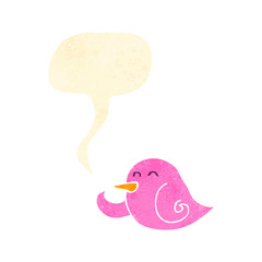 retro cartoon tweeting bird