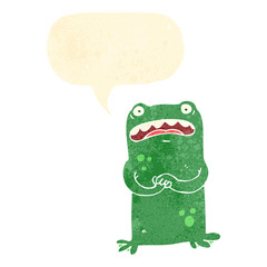 retro cartoon worried frog