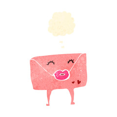 retro cartoon love letter with thought bubble
