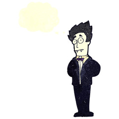 retro cartoon vampire with thought bubble