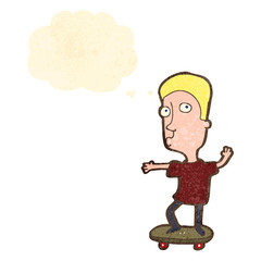 retro cartoon boy on skateboard