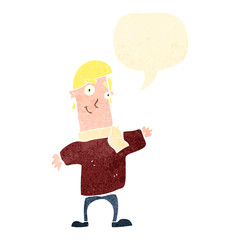 retro cartoon friendly man talking