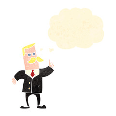 retro cartoon businessman with thought bubble