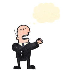retro cartoon businessman with thought bubble
