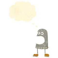 retro cartoon robot with thought bubble